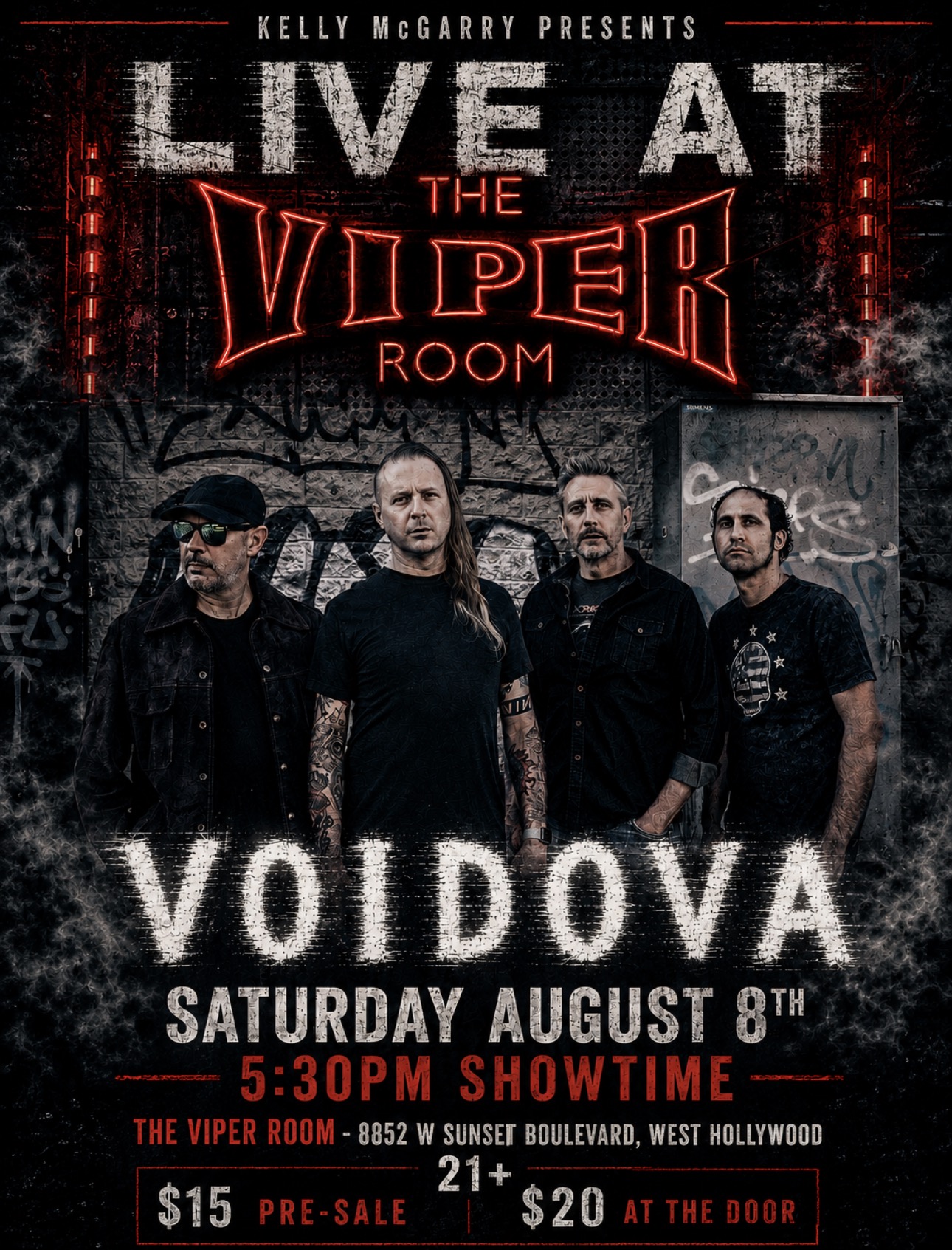 Voidova live at The Viper Room flyer — Saturday August 8th, 5:30pm showtime